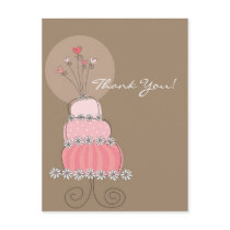 Sweet Pink Wedding Cake Thank You Postcard