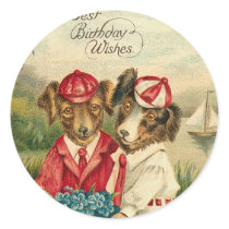 Sweet Pups Best Birthday Wishes Round Stickers