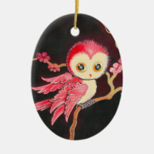 Sweet Red Owl Christmas Tree Ornaments