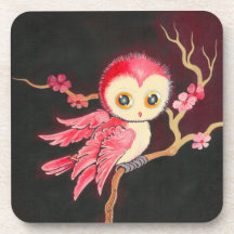 Sweet Red Owl Drink Coaster