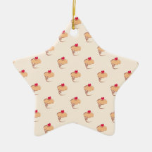 Sweet retro cupcakes muffins with heart christmas ornament