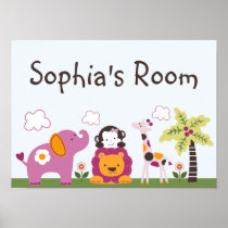 Sweet Safari Girl Animals Poster