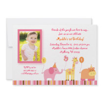 Sweet Safari Jungle Animal Birthday Invitations