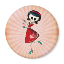 Sweet & Scary Skeleton Girl Fridge Magnet