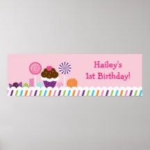 Sweet Shop Candy Birthday Banner Sign Posters