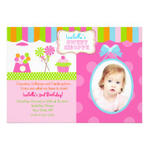 Sweet Shoppe Candy Photo Birthday Party Invitation