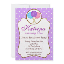 Sweet Shoppe Lollipop Birthday Party Invitation