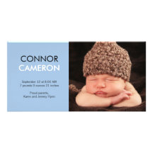 Sweet Simplicity Baby Birth Announcement - Blue Photo Card Template