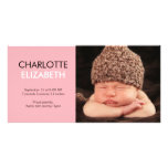 Sweet Simplicity Baby Birth Announcement - Pink Photo Card