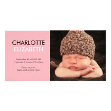 Sweet Simplicity Baby Birth Announcement - Pink Photo Card
