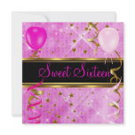 Sweet Sixteen 16 Birthday Party Pink Stars 3 invitations
