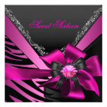 Sweet Sixteen 16 Birthday Party Zebra Pink Black Custom Invites