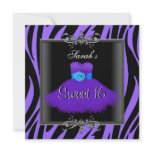 Sweet Sixteen 16 Birthday Purple Zebra Black Dress Announcement