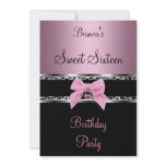 Sweet Sixteen 16 Pink Silver Black Zebra Leopard 3 invitations