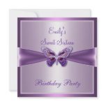 Sweet Sixteen 16 Purple Mauve Butterfly Birthday Custom Announcements