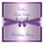 Sweet Sixteen 16 Purple Mauve Butterfly Birthday Invitations