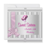 Sweet Sixteen 16th Elegant Jewel White Pink invitations