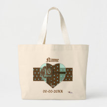 Sweet Sixteen Banded Heart Gifted Tote Bag -Cust.