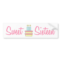 Sweet Sixteen (Birthday Cake) Bumper Sticker