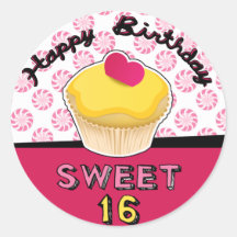 Sweet Sixteen Birthday Cupcake Stickers!