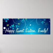 Sweet Sixteen Birthday Party Banner Posters