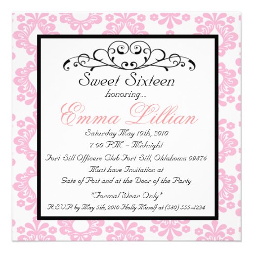 sweet sixteen birthday party invite classy chic