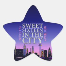 Sweet Sixteen Birthday Personalized Star Stickers