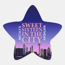 Sweet Sixteen Birthday Personalized Star Stickers