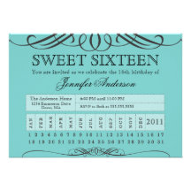 Sweet sixteen de billet de poinçon cartons d'invitation