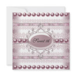 Sweet Sixteen Elegant Pearl Silver Pink Lace Personalized Announcement