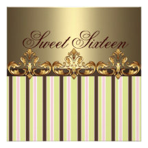 Sweet Sixteen Gold Crown Birthday Invitation