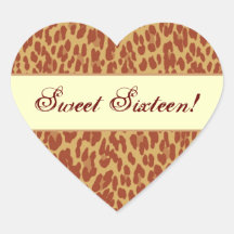 Sweet Sixteen Gold Leopard Birthday Sticker