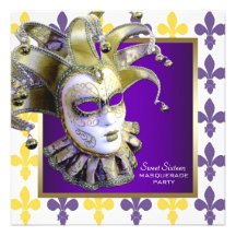 Sweet Sixteen Gold Purple Masquerade Party Personalized Invitation