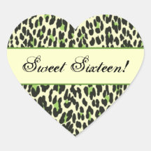 Sweet Sixteen Green Leopard Birthday Sticker