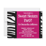 Sweet Sixteen, Hot Pink Zebra Personalized Invite