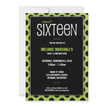 Sweet Sixteen Lime & Black | Party Invitations