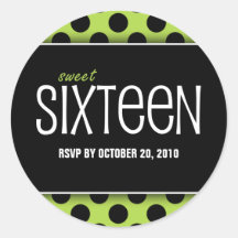 Sweet Sixteen Lime Green Dot | RSVP Envelope Seals Sticker
