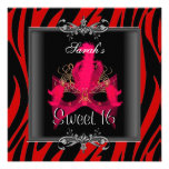 Sweet sixteen masque rouge de noir de zèbre de 16  invitations personnalisables
