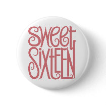 Sweet Sixteen Pink Button