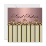 Sweet Sixteen Pink/Gold Crown Birthday Invitation