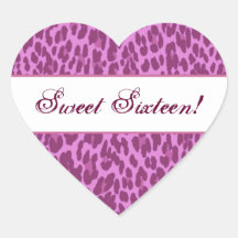 Sweet Sixteen Pink Leopard Birthday Stickers