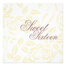 Sweet Sixteen Soft Brown Rose Birthday Invitation