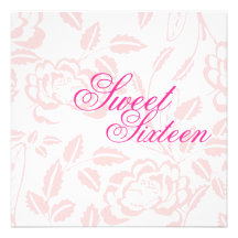 Sweet Sixteen Soft Pink Rose Birthday Invitation