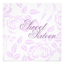 Sweet Sixteen Soft Purple Rose Birthday Invitation