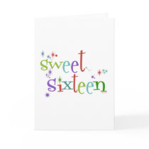 Sweet Sixteen + Stars, cheerful Birthday Card