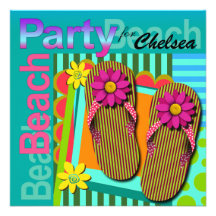 Sweet Sixteen Summer Fun Flip Flops - Beach Party! Custom Invite
