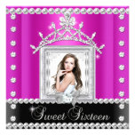 Sweet Sixteen Sweet 16 Hot Pink Black White Announcements