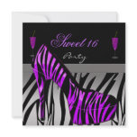 Sweet Sixteen sweet 16 Party Shoes Purple Zebra Personalized Invitation