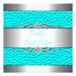 Sweet Sixteen Turquoise Animal Silver Birthday Invite