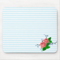 Sweet Stripes and Roses Mouse Pad